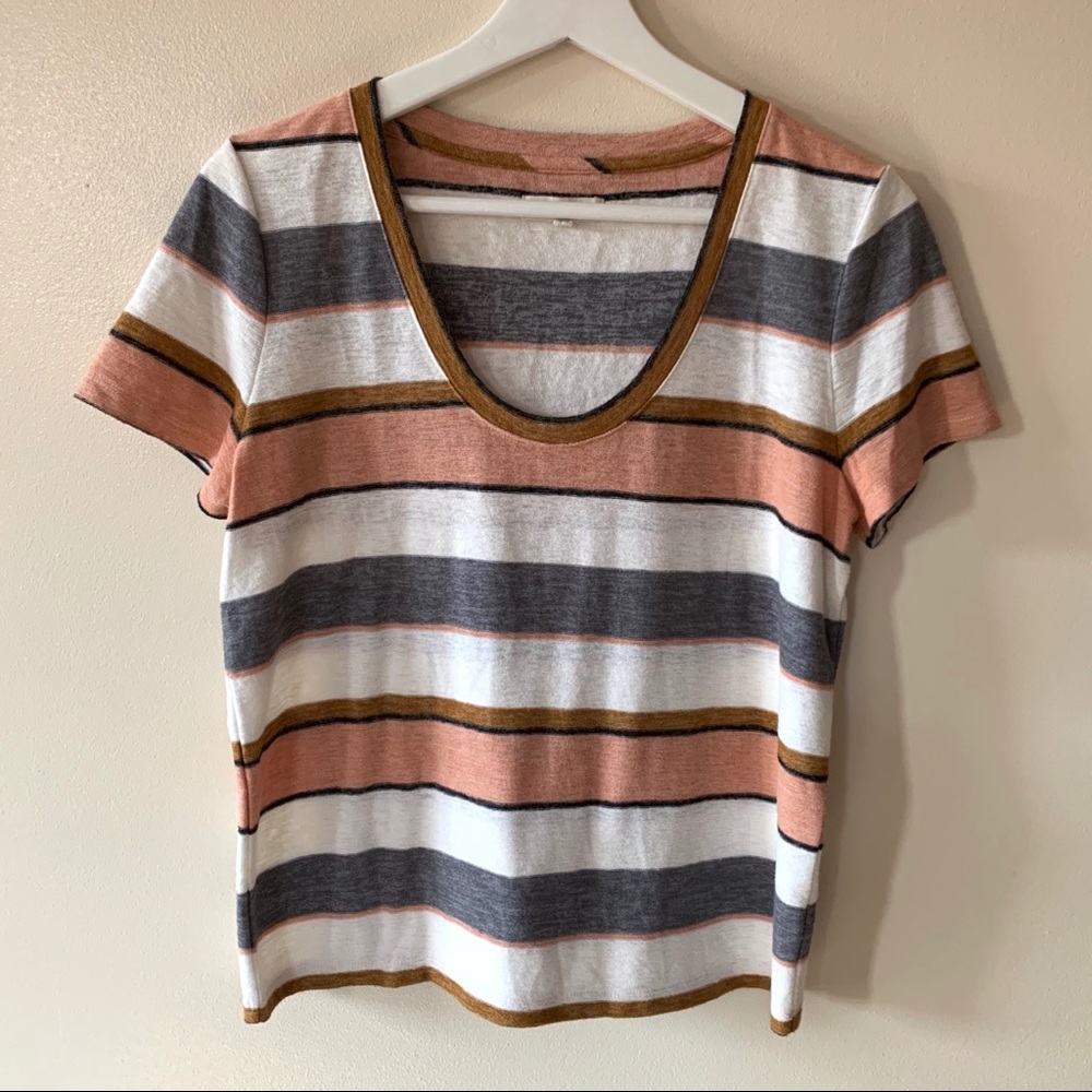 Madewell • S • Striped Scoopneck Short Sleeve T Shirt Tee